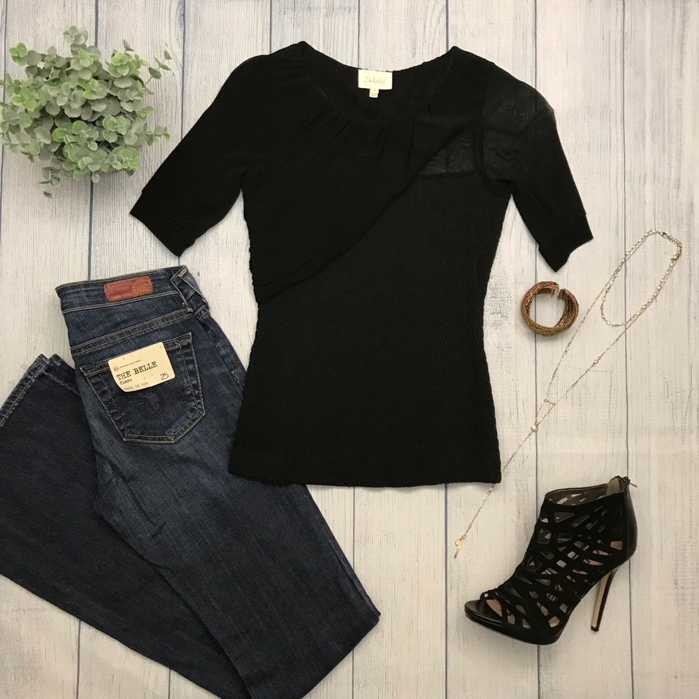 Anthropologie Deletta Whirled Mesh Top